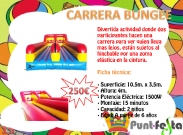 Divertida carrera Bungee, els dos participants es lliguen d'una corda elàstica a la cintura i es tracta de veure qui arriba mes lluny o qui agafa l'objectiu a l'altre banda.